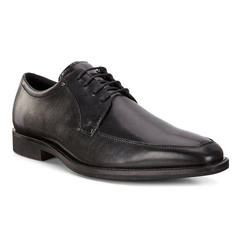 Men Business Ecco Calcan - Derby Black - India IRKBXO561